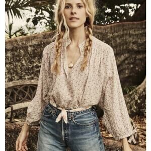 DOEN O'Keeffe Blouse in Peach Martha's Garden Floral S